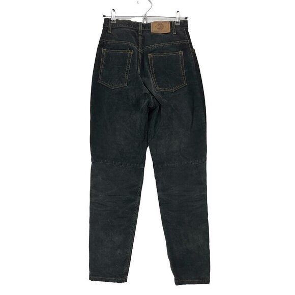 BOVINES Suede 90βs VTG Genuine Ultra-High Waist Charcoal Black Pants sz 8β - Picture 3 of 8